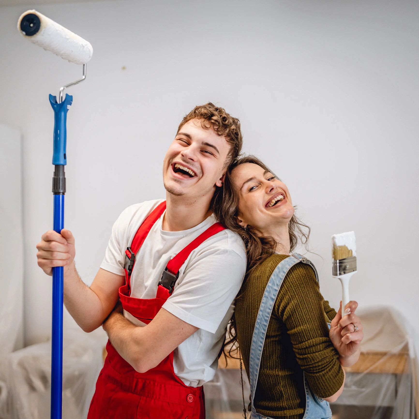 Woman with paint roller
